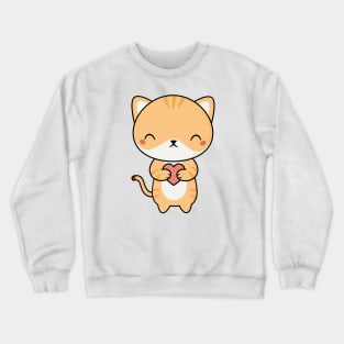 Cute and Kawaii Cat With Heart Crewneck Sweatshirt